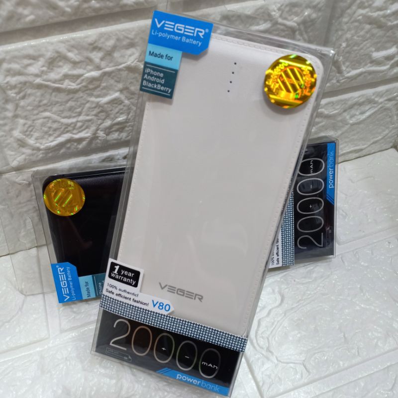 Powerbank veger 20000mah real capacity garansi resmi 1tahun