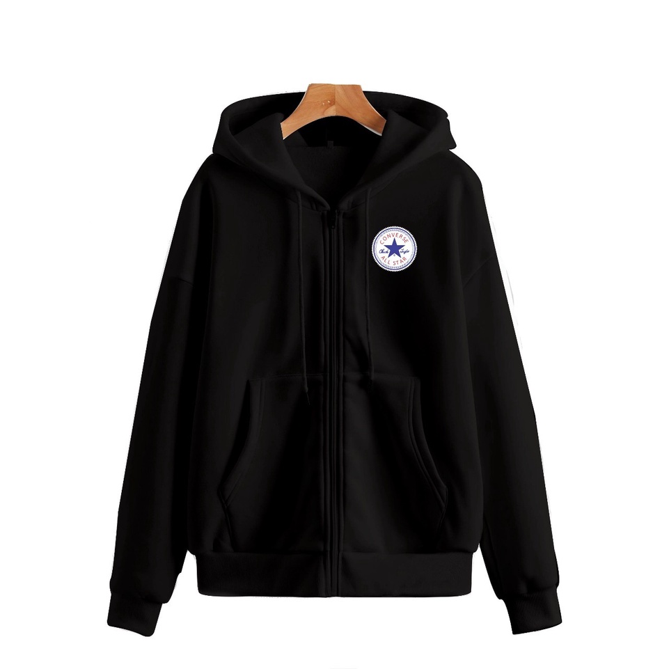 akusuka.co Jaket Sweater Hoodie Zipper Converse All Star Shoe Black Premium