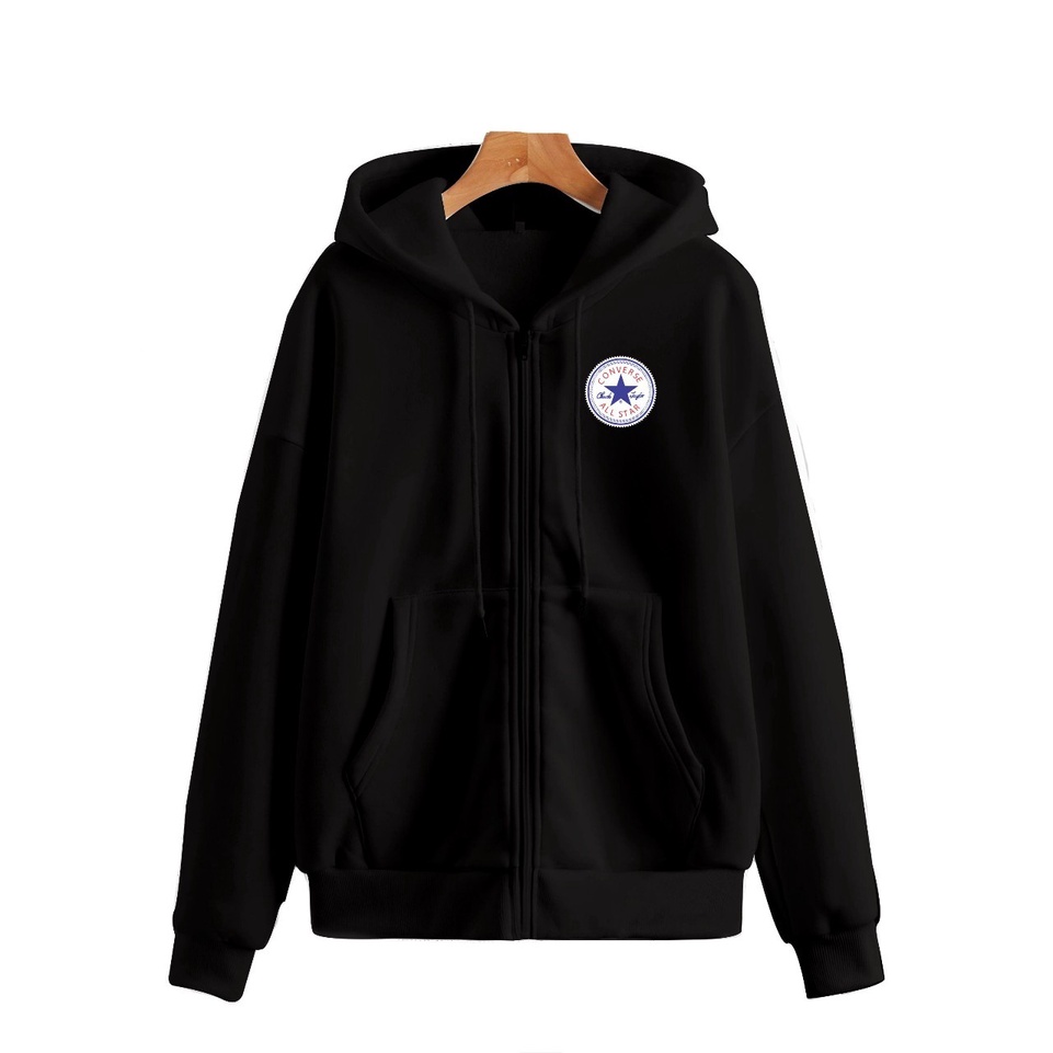 Jaket Hoodie Resleting CONPERSE logo Abu depan pria/wanita -  Zumper Pria Conperse Sablon Original Pria Wanita High Quality - Zipper Jaket Zipper Konprese Termurah