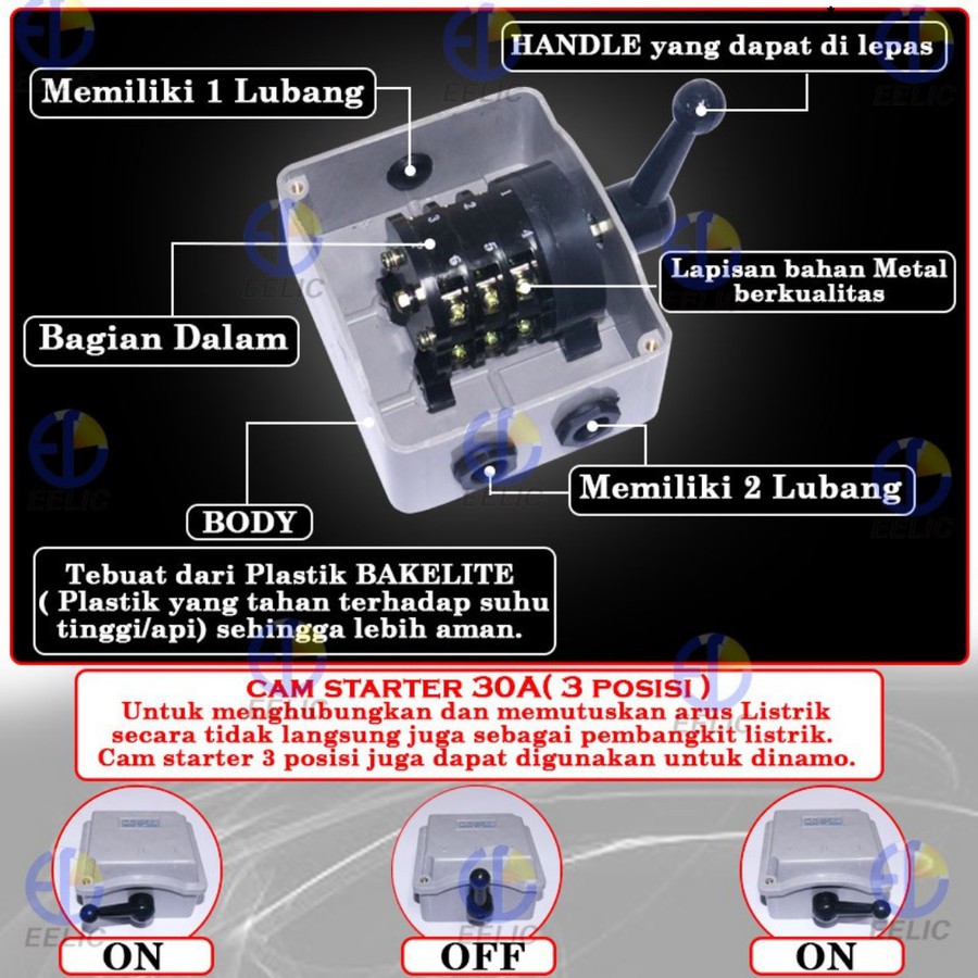 CAM STARTER 30A OHM SAKLAR GENSET TUAS GENSET 30A SAKLAR LISTRIK 30A