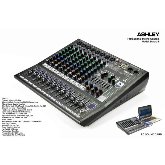 Sound Mixer Audio Ashley Macro 8 Original 8 Channel
