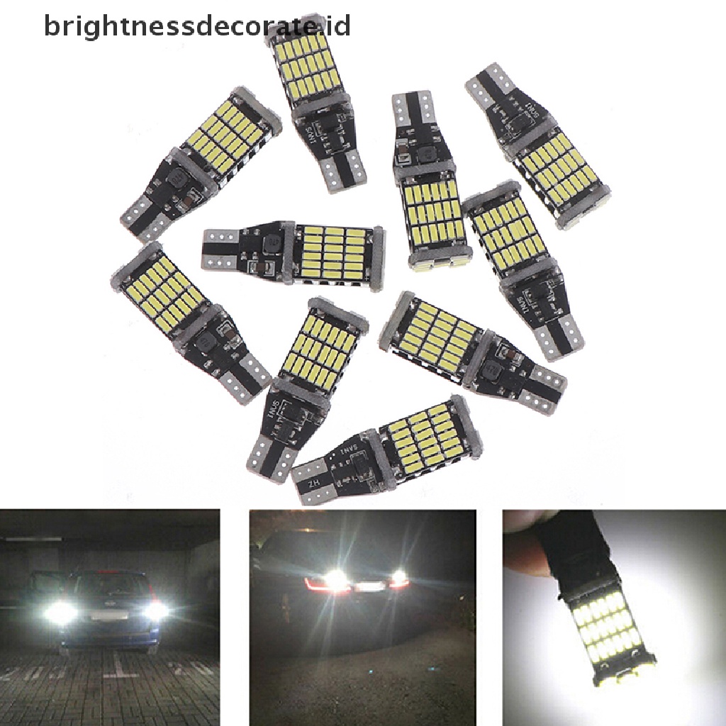10pcs Lampu Belakang Mobil Led 45 Smd 4014 T15 W16W 6000k Warna Putih