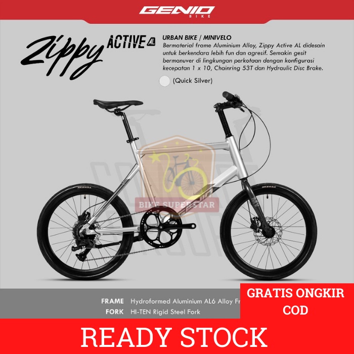 Sepeda Mini Velo Minion 20 Inch GENIO Zippy ACTIVE Alloy + Hidrolik + Garansi