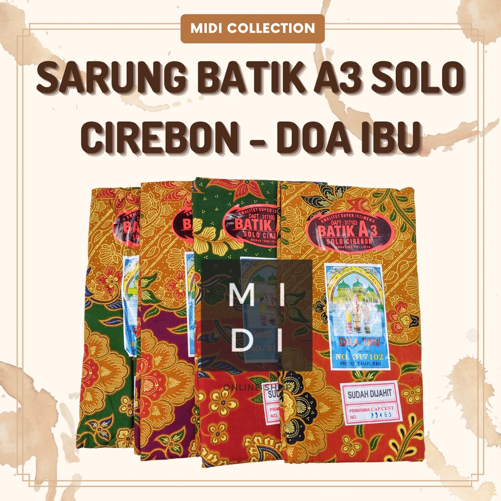 Kain Sarung Wanita/Bawahan Kebaya/Kain Jarik Batik Halus A3 CIREBON - Merk DOA IBU [SUDAH DI JAHIT]