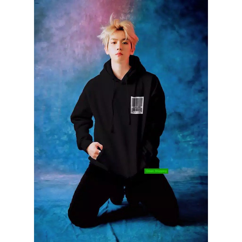 Hoodie Jaket EXO BAEKHYUN Barcode Black Fearless