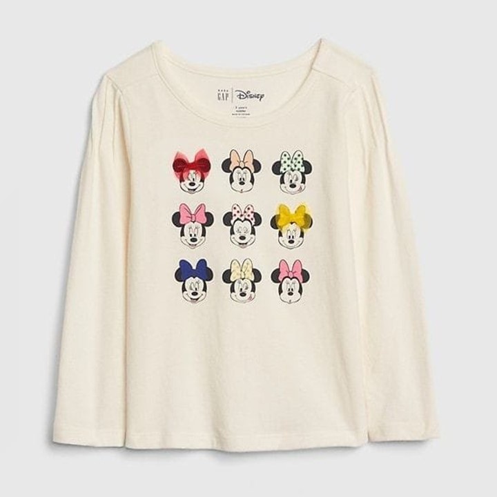 Kaos Anak Perempuan Lengan Panjang Putih Minnie Mouse