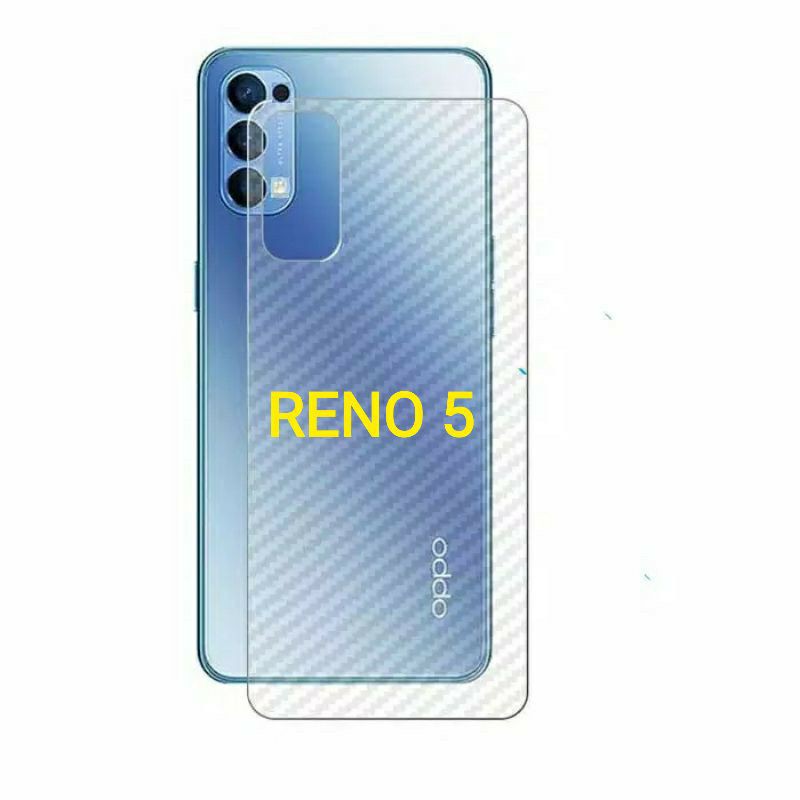 PROMO Garskin Carbon 3D Oppo Reno 6 4G/5G 5 Anti Gores Belakang Garskin Back Transparan