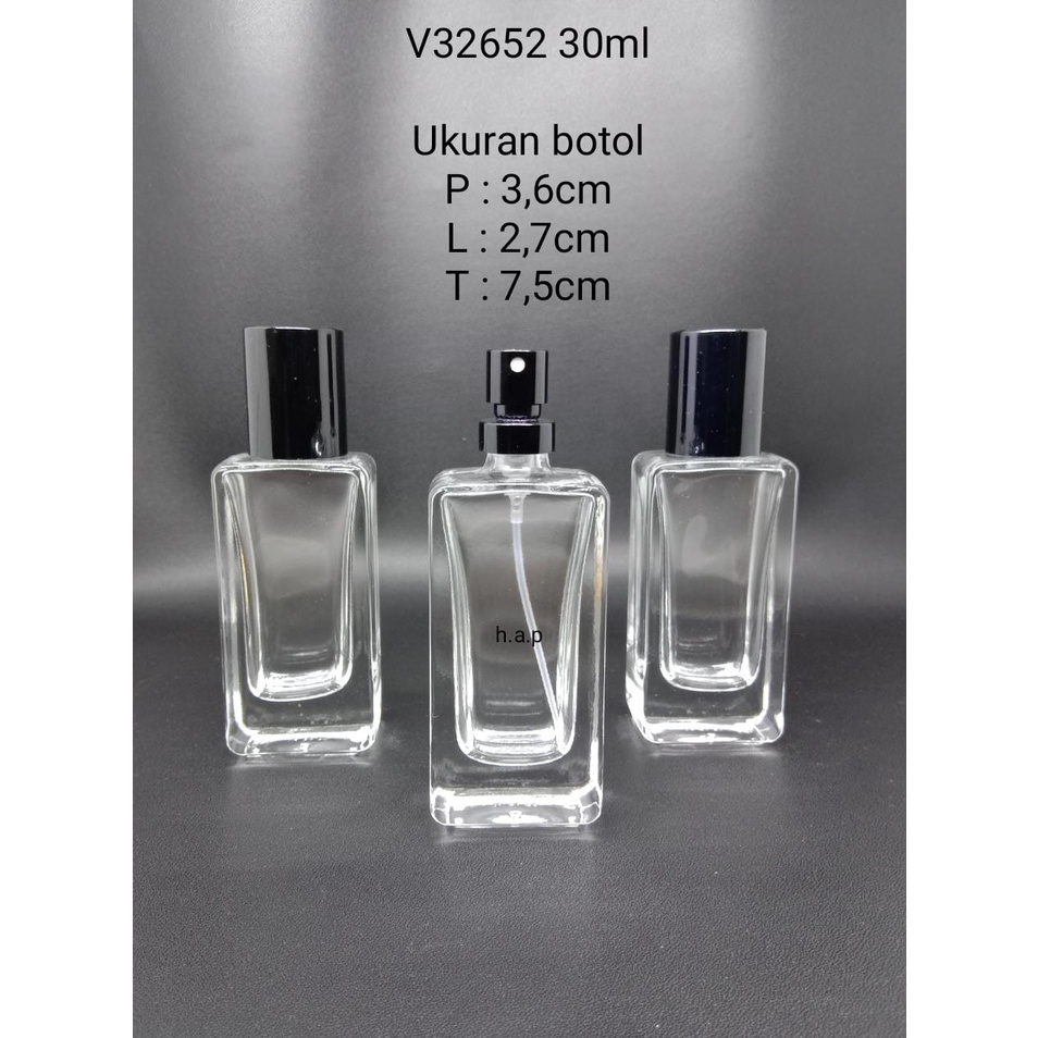 Botol Parfum V32652 30ml Pump Hitam Tutup Hitam Full CARTONAN ( isi 120pcs )