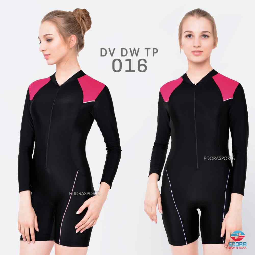 EDORA Baju Renang Wanita Jumpsuit Slimfit Lengan Panjang DV DW TP