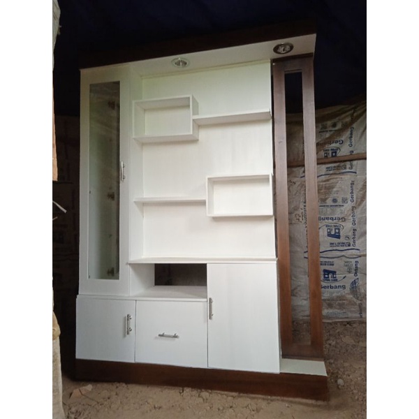 partisi 2 muka kayu jati finising duco