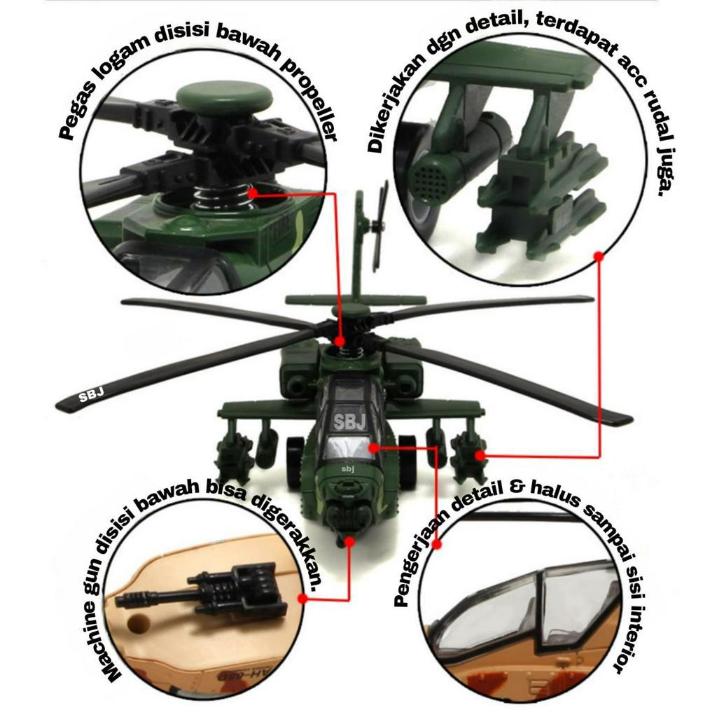 Diecast Miniatur Pesawat Helicopter Apache Skala 1:32 Metal Series Helikopter