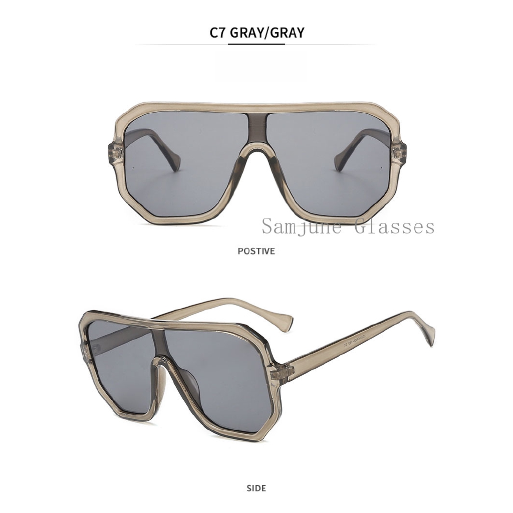 2022 Kacamata Hitam Wanita Model Frame Oversize Flat Top Untuk Outdoor