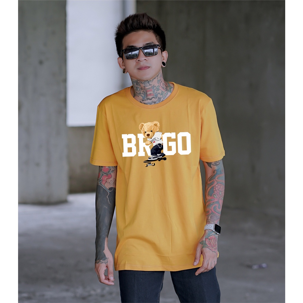 BRIGO Kaos Lengan Pendek Bear Skateboard II Kaos Distro BRIGO Beruang Skateboard II Kaos Katun Combed M-XL ( Pria &amp; Wanita )