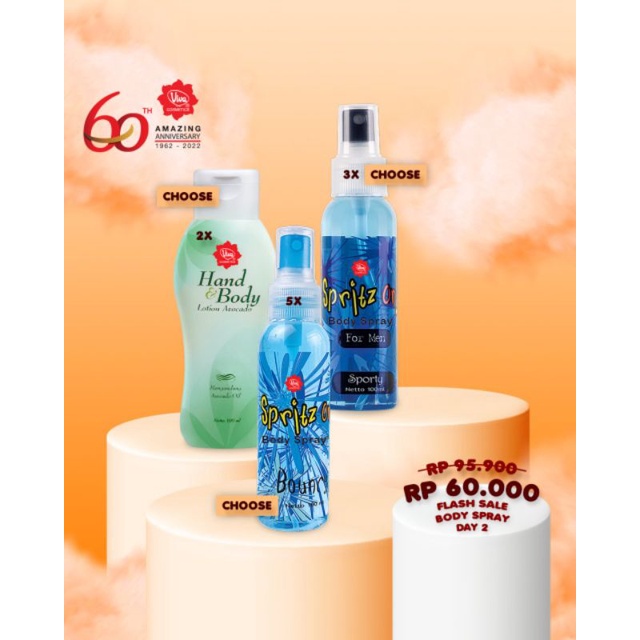 Paket 5 Viva Spritz On For Women 3 Spritz On For Men 2 Hand Body Lotion 100ml