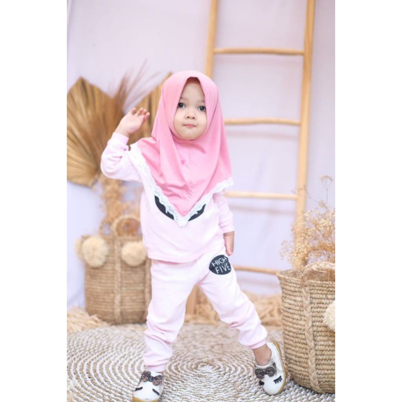 Jilbab Anak Bayi Anisa Renda Usia 0-3 th all size Premium/Hijab baby