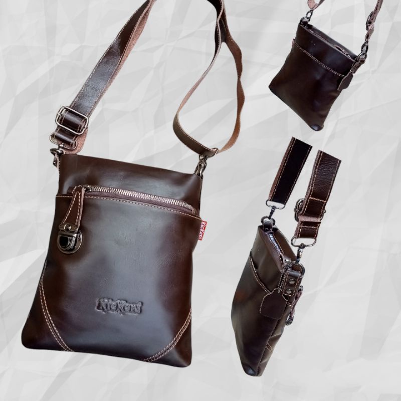 Tas selempang pinggang pria kulit asli sling bag cowok