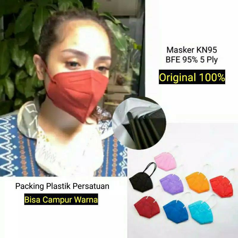 Masker Duckbill Warna Artis Nagita KN95 BFE 95% Wajah Kesehatan 5ply kemasan satu satu warna