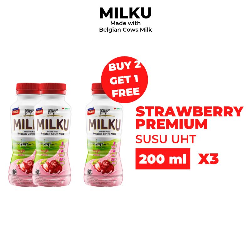 

SUSU UHT MILKU STRAWBERRY 200 ML [BUY 2 GET 1 FREE]