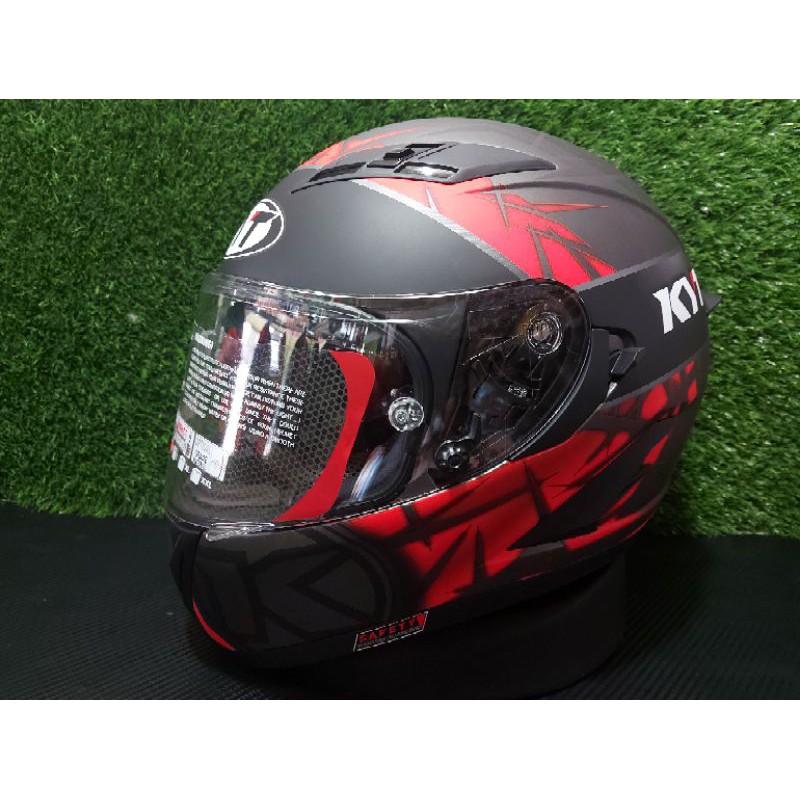 KYT FALCON FR MOTIF SPIKE GUNMETAL DOFF/RED FLUO