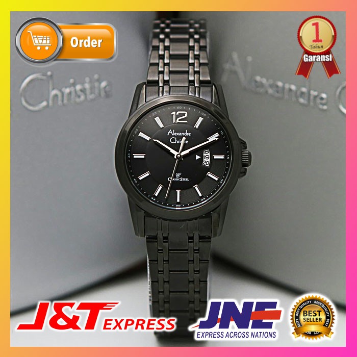 JAM TANGAN ALEXANDRE CHRISTIE ALEXANDER CHRISTIE WANITA CEWEK ORIGINAL ORI ORIENT AC 8325 FULL BLACK