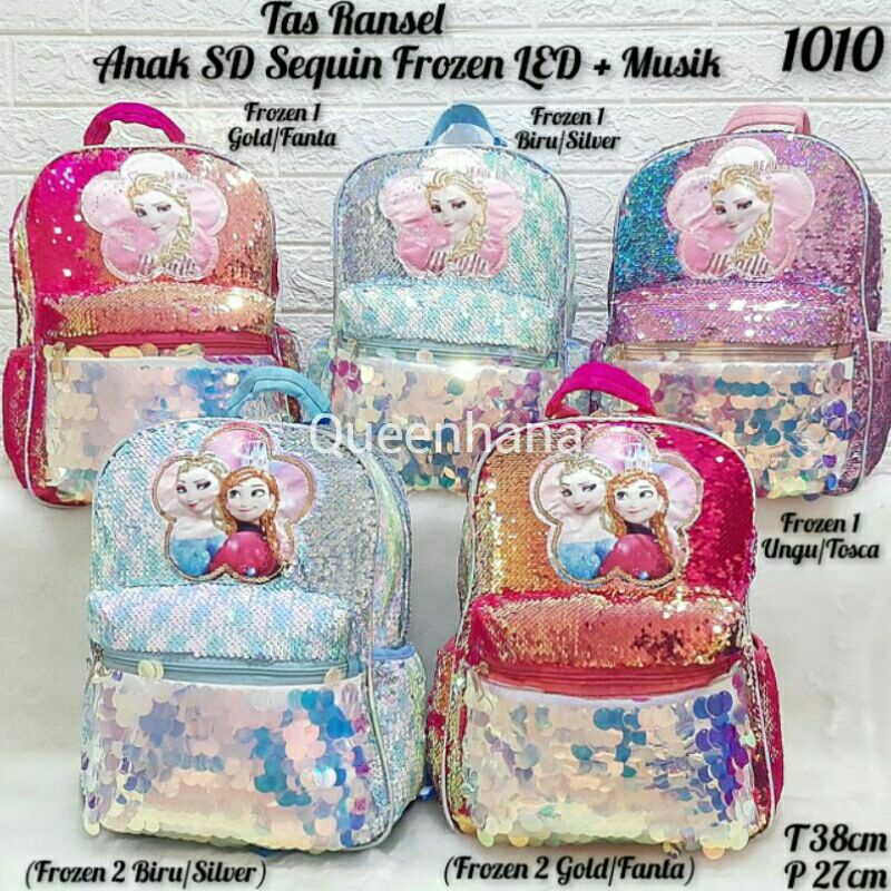RANSEL ANAK Tas Ransel Sequin Led & Musik / Tas Sequin / Tas anak SD/ Tas Anak Sekolah Sequin (Q0F9)