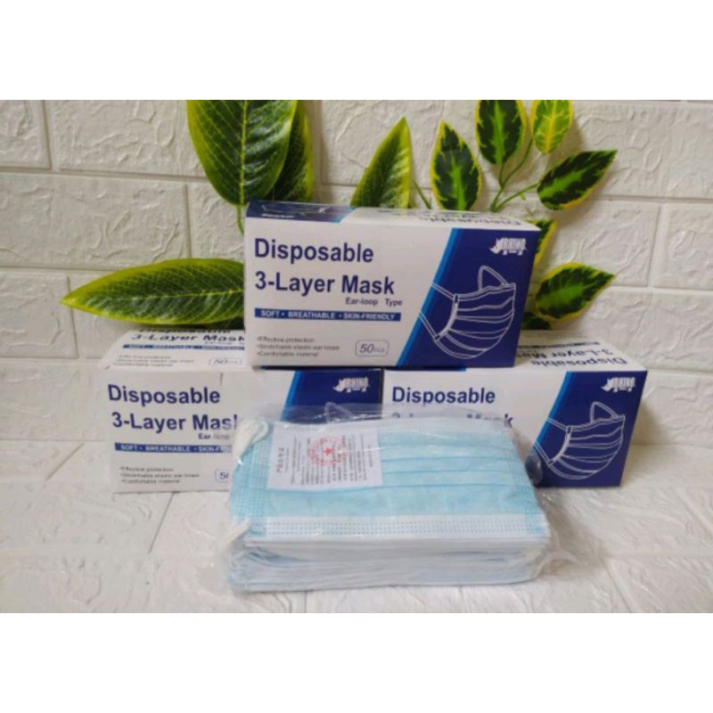 [366SP] DISPOSABLE FACE MASK 50PCS / BOX MASKER KESEHATAN 3PLY MASKER WAJAH EARLOOP IZIN RESMI BNPB (BOX RANDOM)