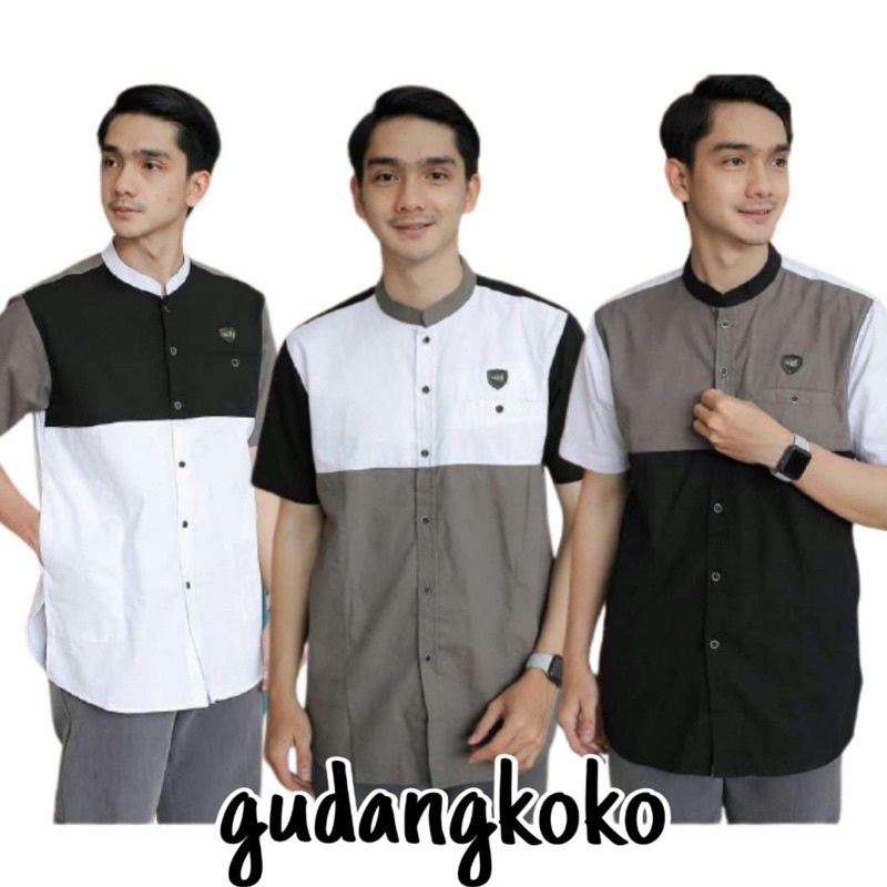 Baju Koko Kurta Dewasa Lengan Pendek Material Catton Adem Serap Keringat