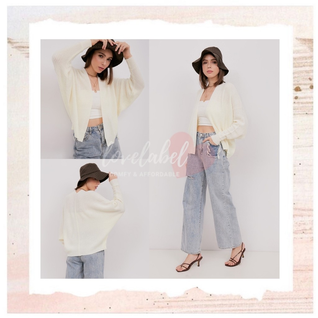 Mica Knit Outer Shoplovelabel Cardigan Rajut Batwing Oversized-Off white