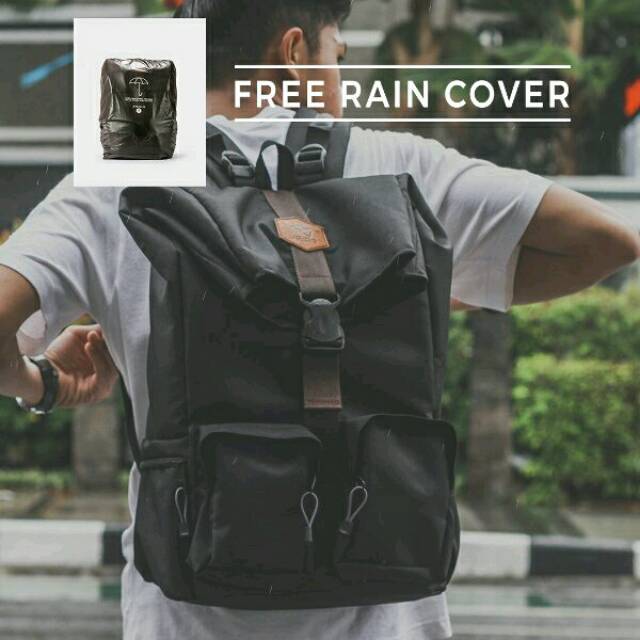 Tas Ransel Laptop Backpack Pria Arcio Bag Kimmy Black - FREE RAIN COVER