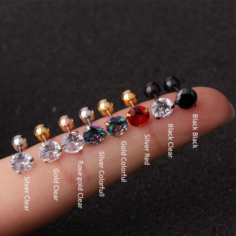 1Pc Small Round Cz Tragus Cartilage Rook Helix Snug Conch Earring 16G Prong Gem Monroe 16G Tragus Helix Ear Piercing