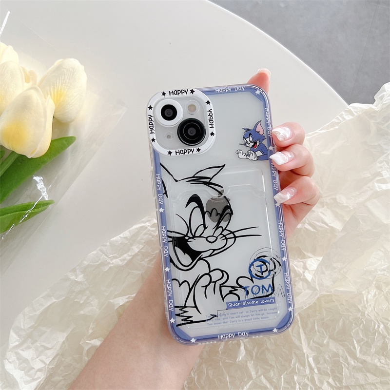 Soft Case Pelindung Lensa Transparan Desain Kucing Dan Tikus Untuk iPhone 12 13 Pro MAX 11 X XR XS MAX 7 8 Plus