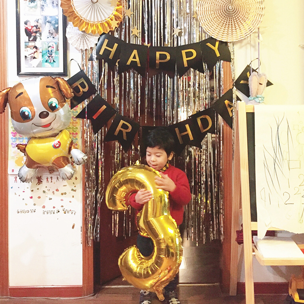 Balon Foil Helium Bentuk Angka Warna Emas Ukuran 32 Inch Untuk Dekorasi Pesta Ulang Tahun