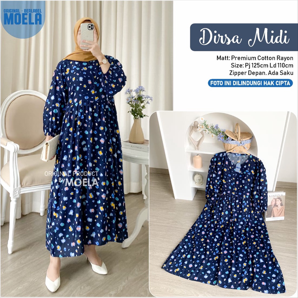 MIDI DIRSA ld 110cm by ORIGINAL MOELA fashion premium cotton rayon zipper depan BUSUI AIMI friendly 