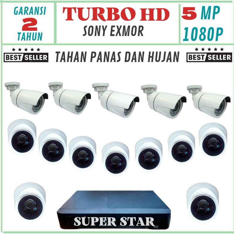 PAKET CCTV 16 CHANNEL 14 KAMERA LENSA 5MP 1080P CHIPSET SONY XMORE TURBO HD