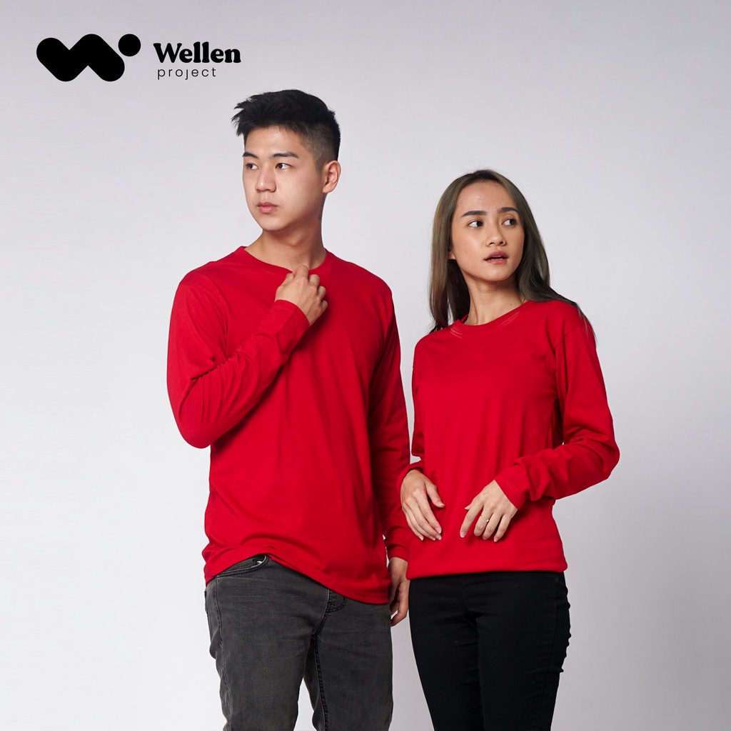 Jual WELLEN PROJECT Kaos Polos Dewasa Lengan Panjang Cotton 20 S Merah ...