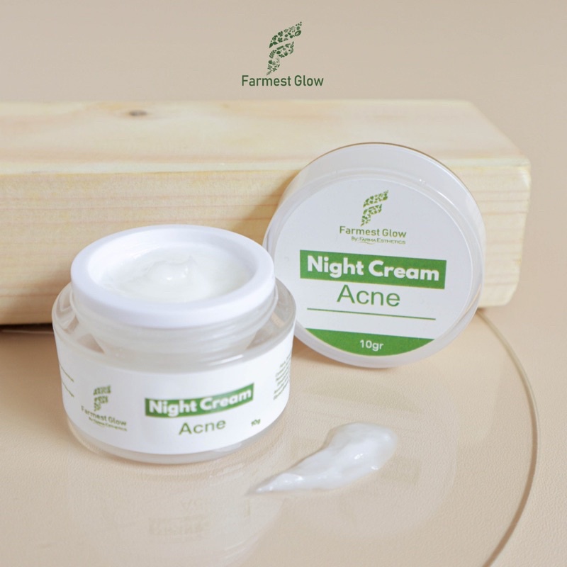 NIGHT CREAM ACNE FARMEST GLOW UNTUK MENGOBATI JERAWAT PARAH/RINGAN/BERUNTUSAN/FLEK HITAM BEKAS JERAW
