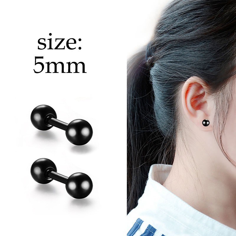 Korean style men's popular single black stainless steel ear buckle earrings men's jewelry