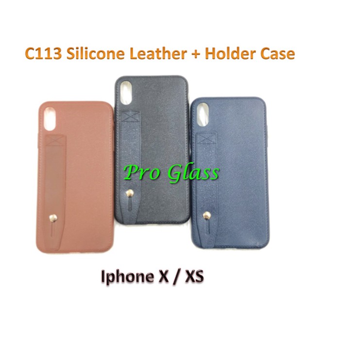 C113 Iphone X / XS / XR / XS MAX Silicone Leather Premium Case + Holder