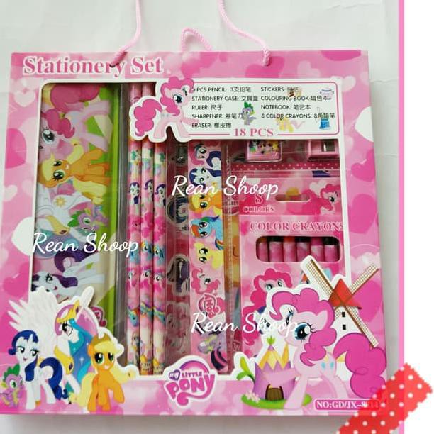 

[jkhu] hw study studi set paket alat tulis karakter kuda poni my little pony murah .