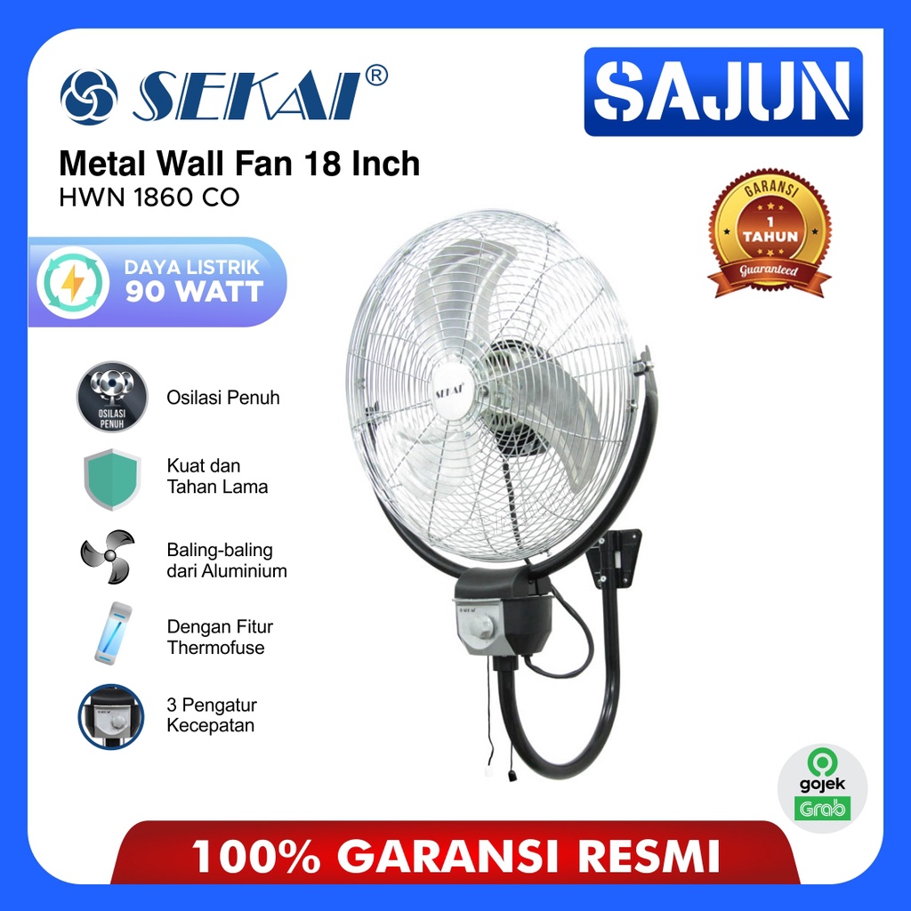 SEKAI Metal Wall Fan HWN1860CO Kipas Dinding 18&quot; HWN 1860 CO