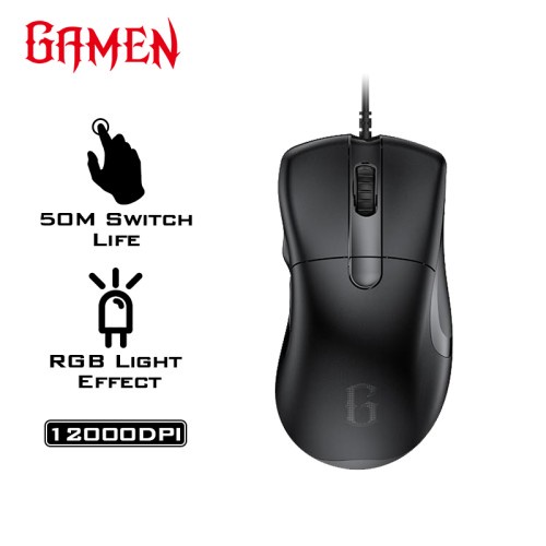 MOUSE GAMING GAMEN GM810 12000DPI BRAIDED WIRE RGB &amp; MACRO DEFINE OPTICAL