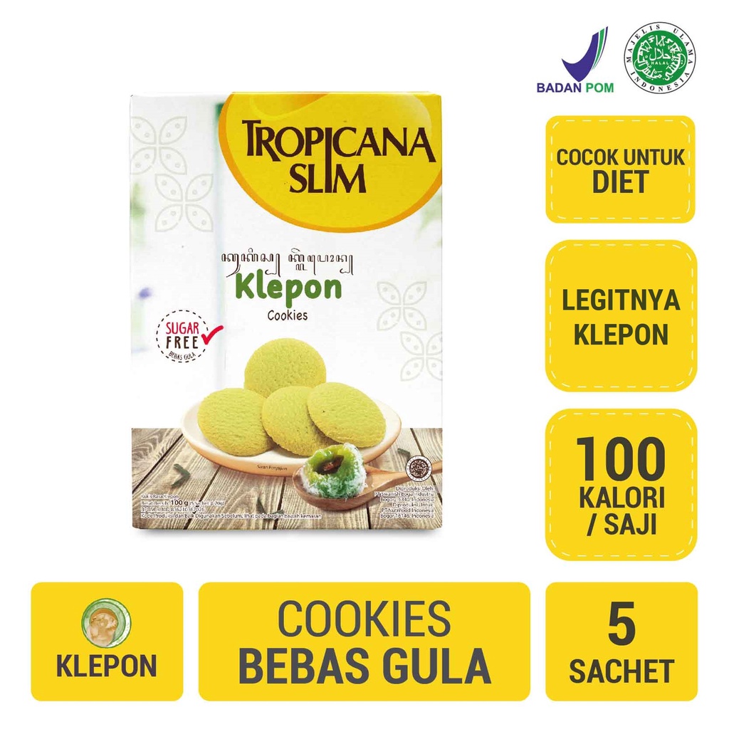 

Tropicana Slim Klepon Cookies (5 Sch) - Snack Bebas Gula, 100 Kalori