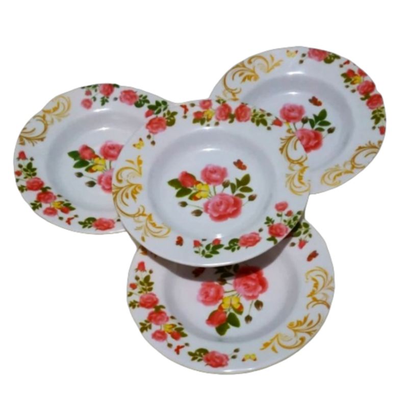 Piring Kecil Melamine Motif Bunga Tatakan Gelas Melamin