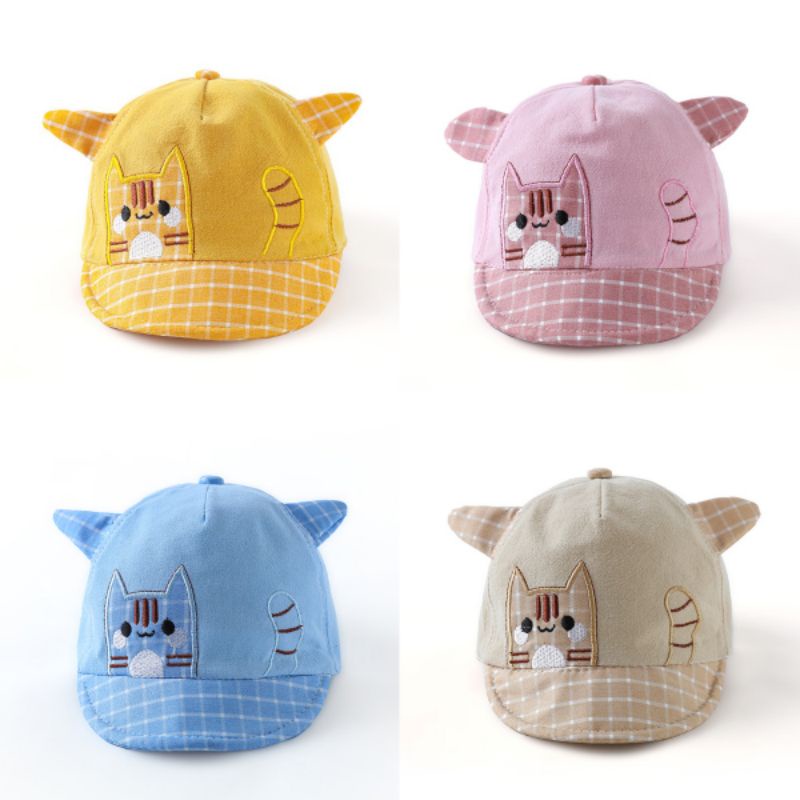 Topi Baby Anak Bayi Pastel Playful Kitty Cap 6 Bulan 1 Tahun