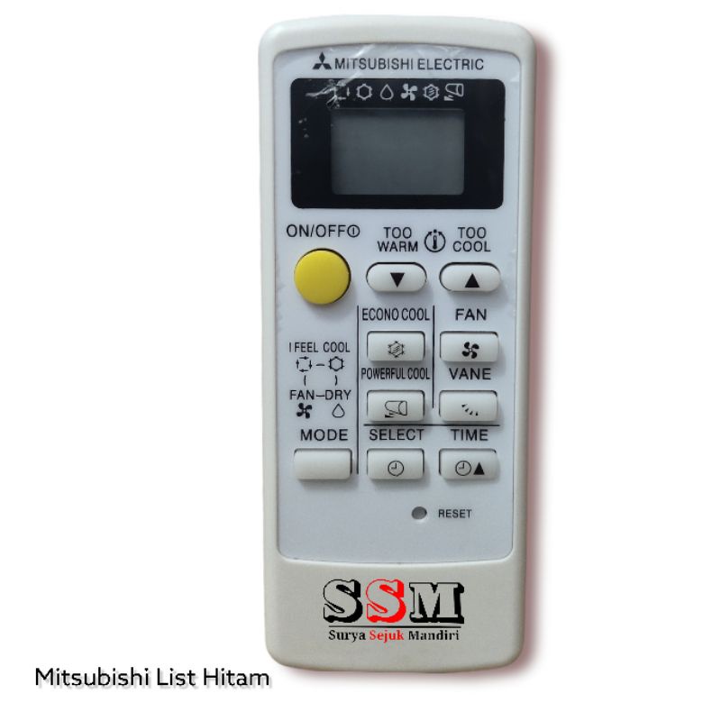 REMOT AC MITSUBISHI ELECTRIC LIST HITAM