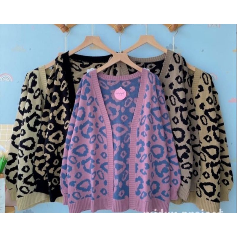 Kardigan/cardi pendek rajut macan leopard/kardi/bolero rajut leopard
