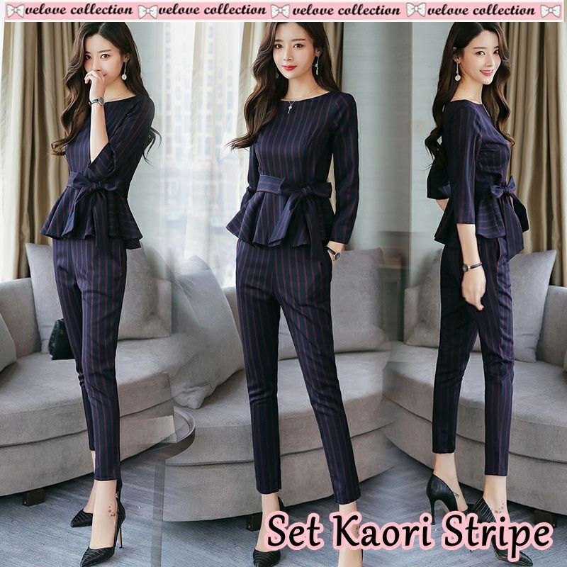 setelan set baju kerja korea set blouse oant maron