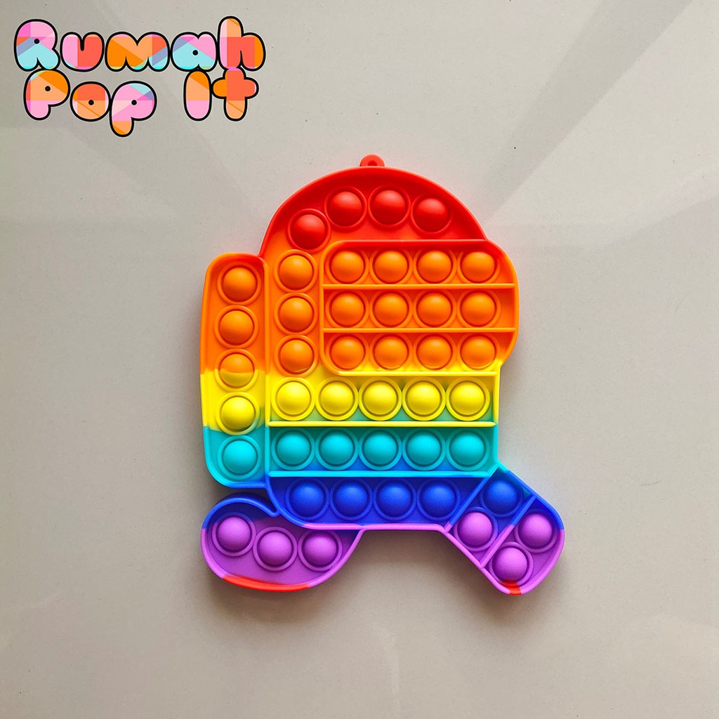 [MEDIUM] Pop It Fidget Toys MEDIUM AMONG US LARI RAINBOW / Fidget Pop It Squishy / Mainan Pop It