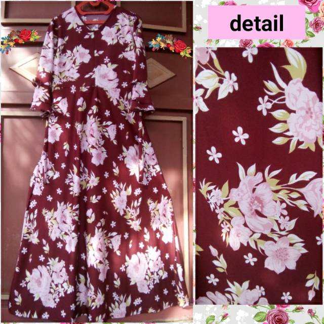 gamis / dress bunga warna maroon