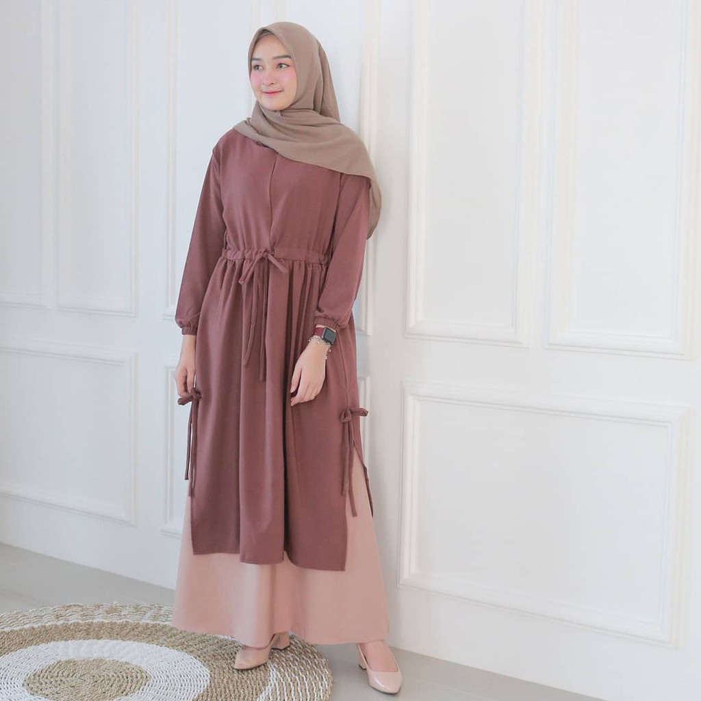 TM 26- COD Kemeja tunik wanita remaja cewek L ld 100 cm panjang murah busui resleting depan